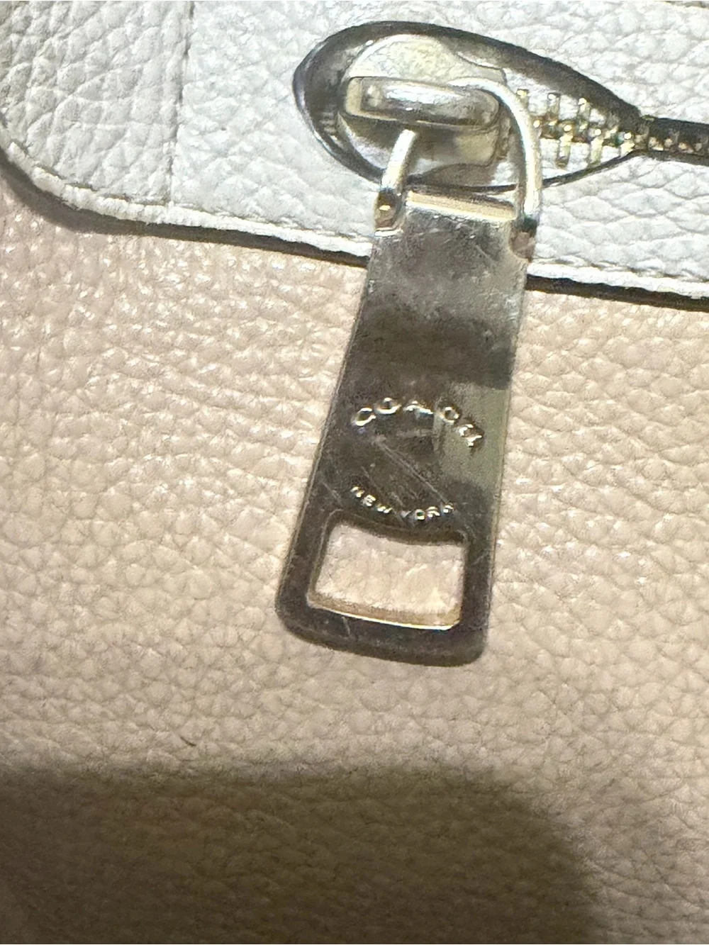 Coach Two-Tone Pebble Leather Shoulder Bag - Beige and Black